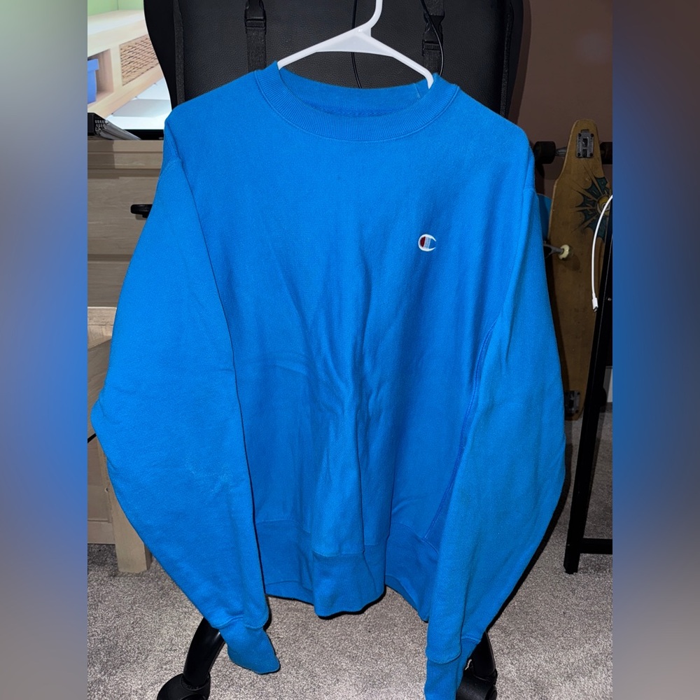 Blue reverse weave champion crewneck sweater